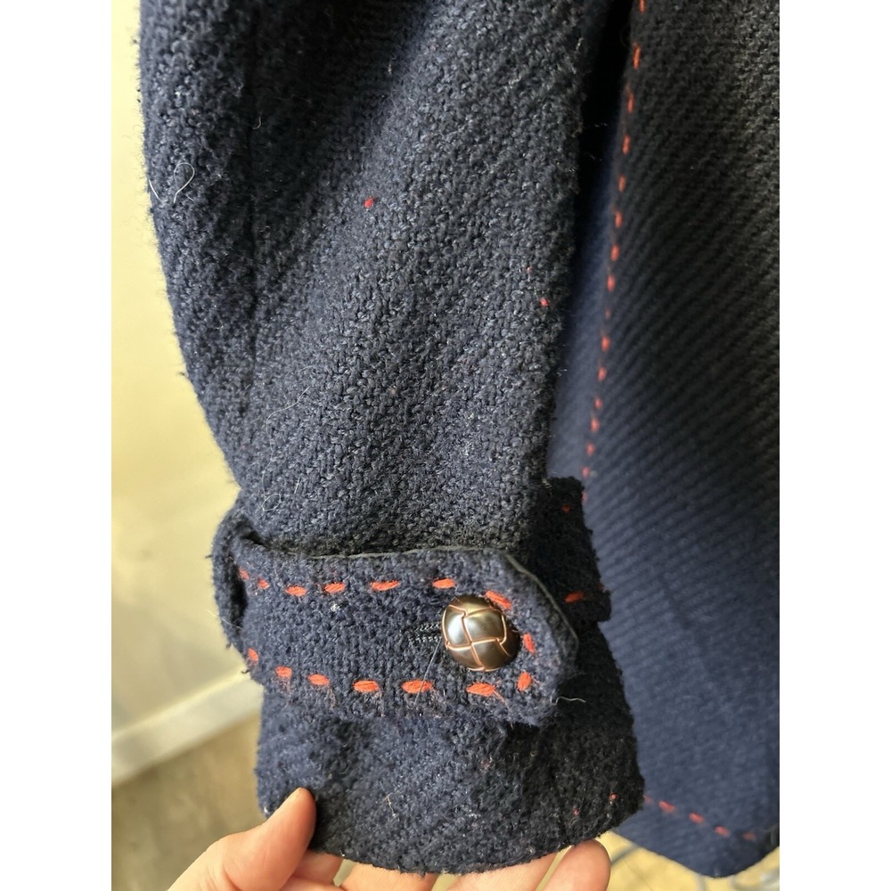 Tommy Hilfiger Wool Blend Navy Peacoat Reefer Jacket Fisherman Coastal Sz Medium - Picture 3 of 14